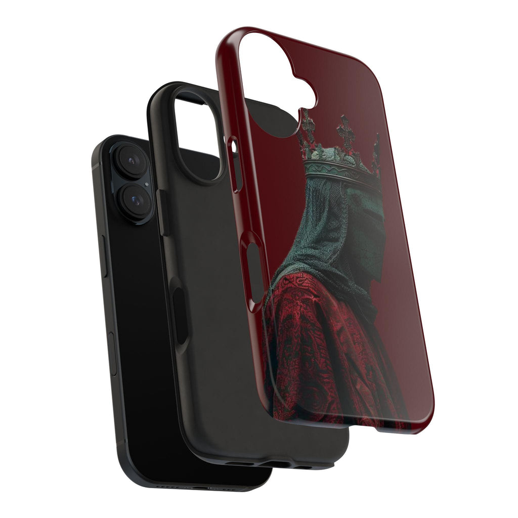 Medieval Crowned Knight Phone Case | Dark Red Armor Illustration