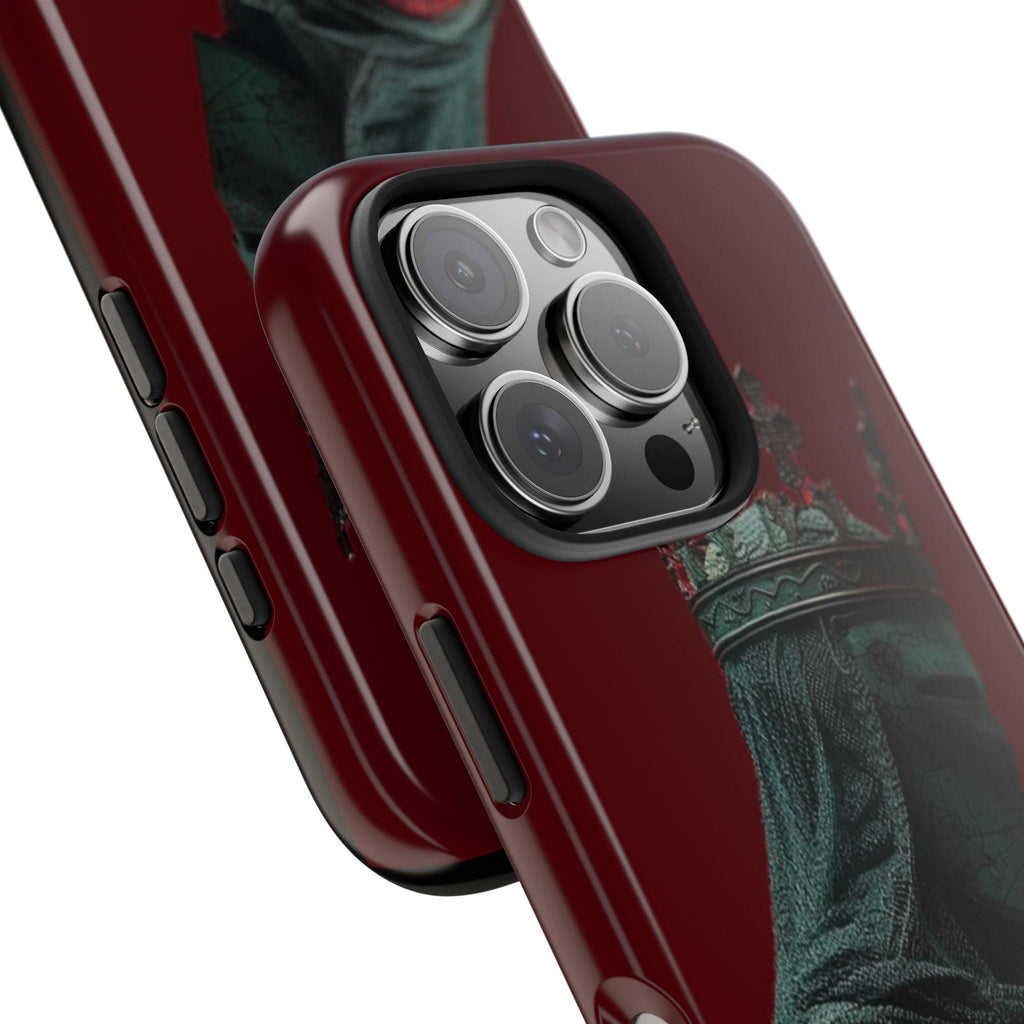 Medieval Crowned Knight Phone Case | Dark Red Armor Illustration