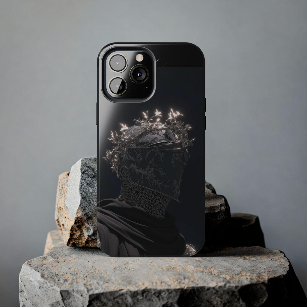 Dark Crowned Knight phone case | Gothic armor, floral wreath, moody aesthetic