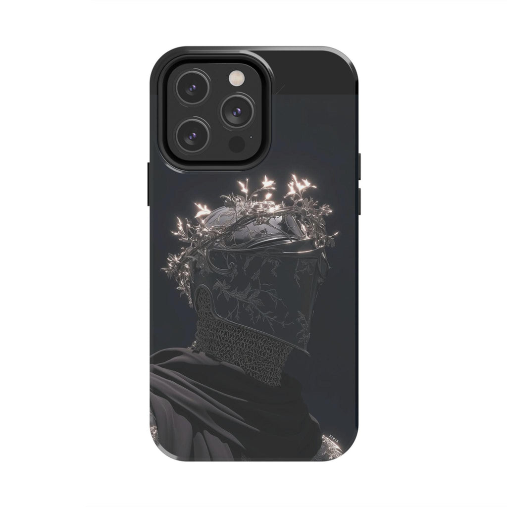Dark Crowned Knight phone case | Gothic armor, floral wreath, moody aesthetic