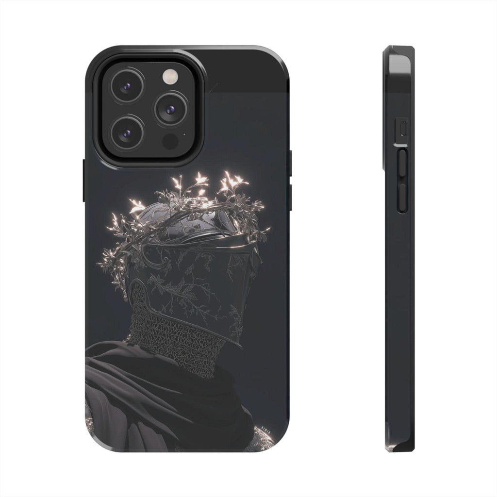 Dark Crowned Knight phone case | Gothic armor, floral wreath, moody aesthetic