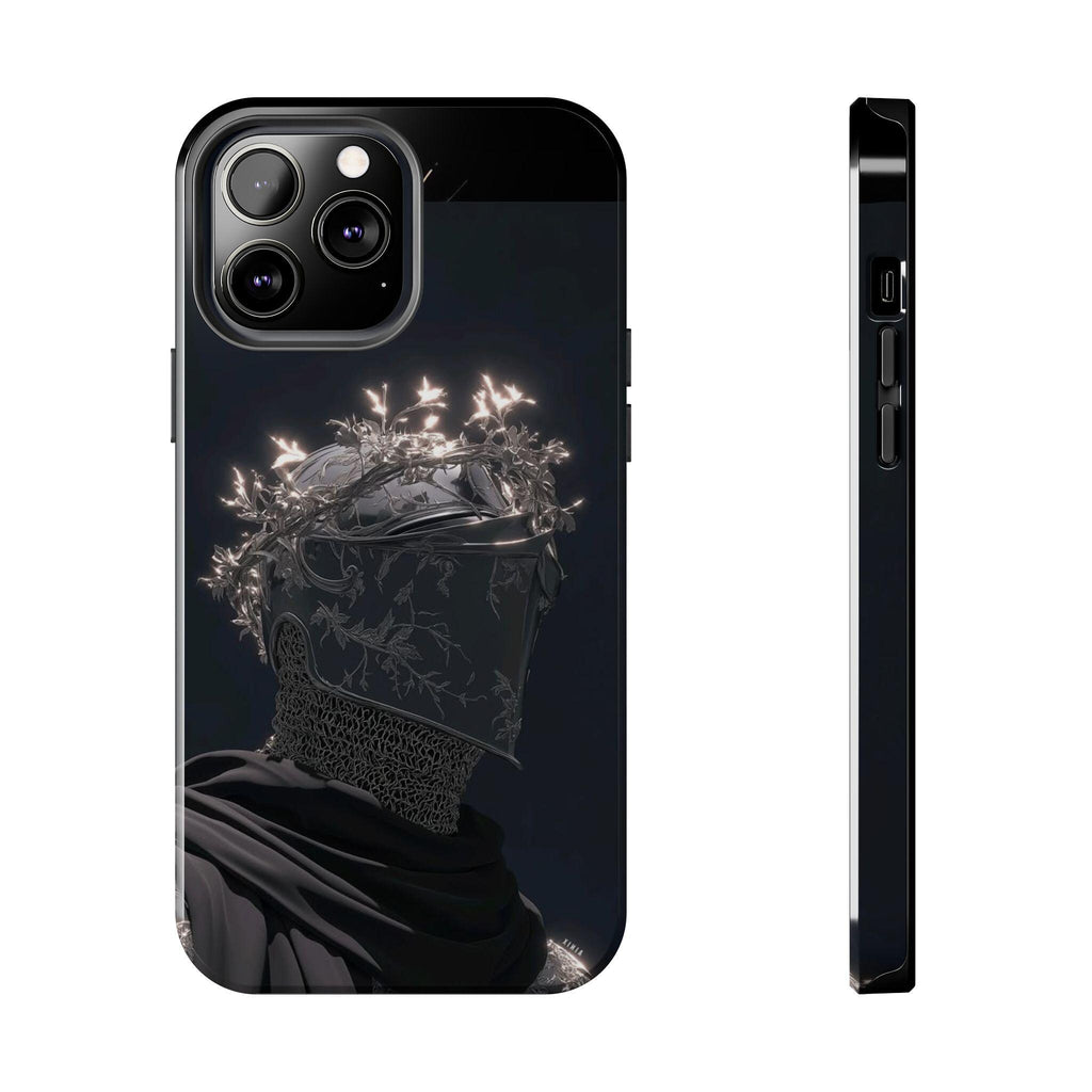 Dark Crowned Knight phone case | Gothic armor, floral wreath, moody aesthetic