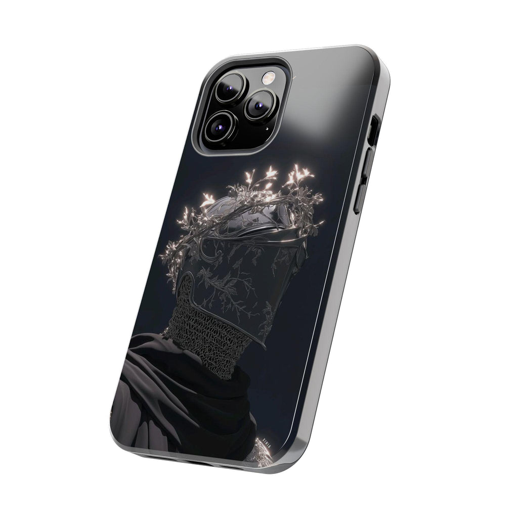 Dark Crowned Knight phone case | Gothic armor, floral wreath, moody aesthetic