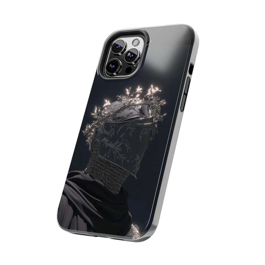 Dark Crowned Knight phone case | Gothic armor, floral wreath, moody aesthetic