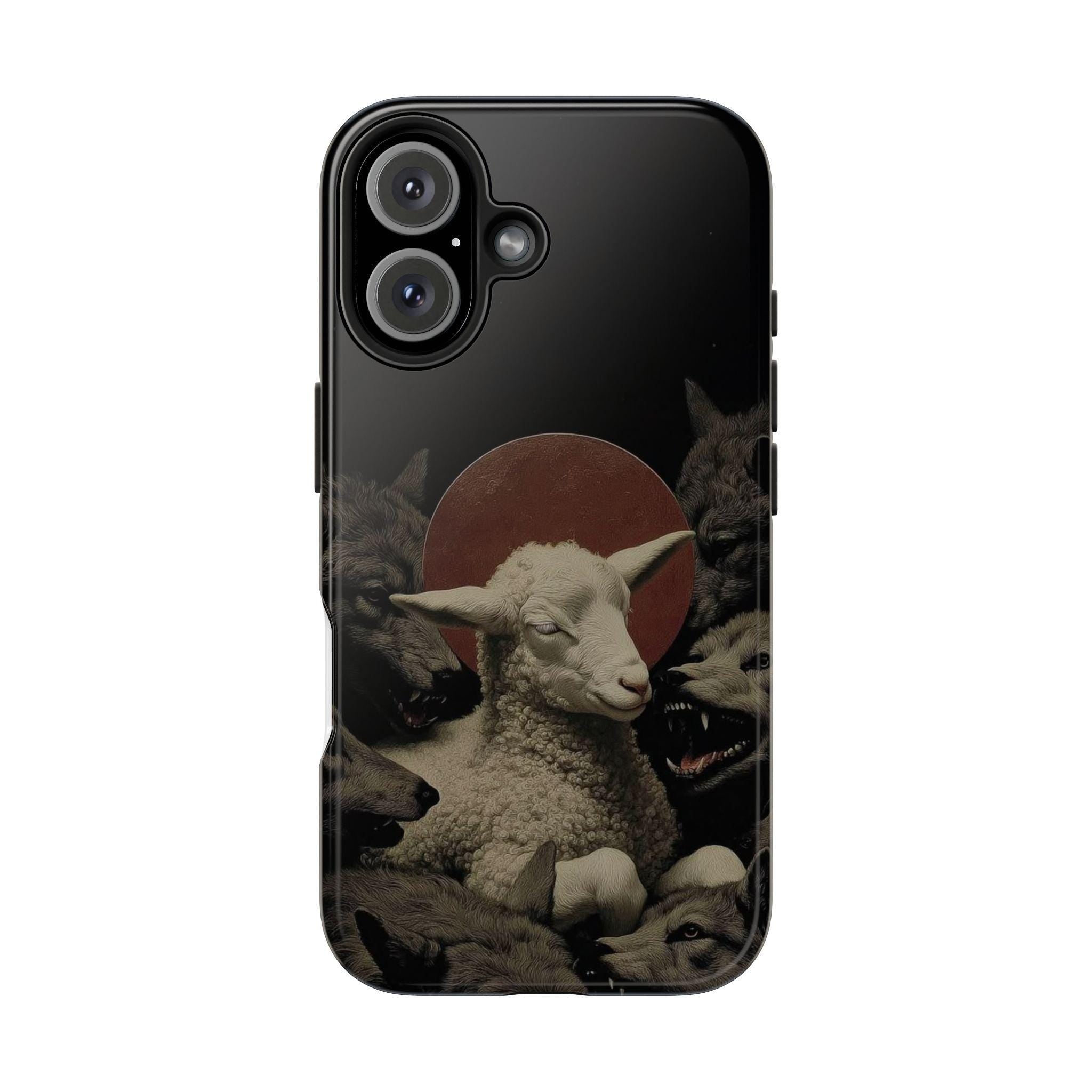Lamb Among Wolves phone case | dark surreal animal artwork
