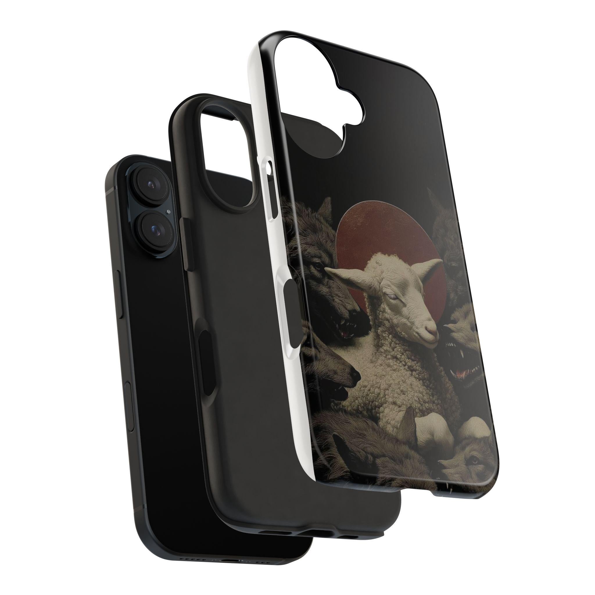 Lamb Among Wolves phone case | dark surreal animal artwork