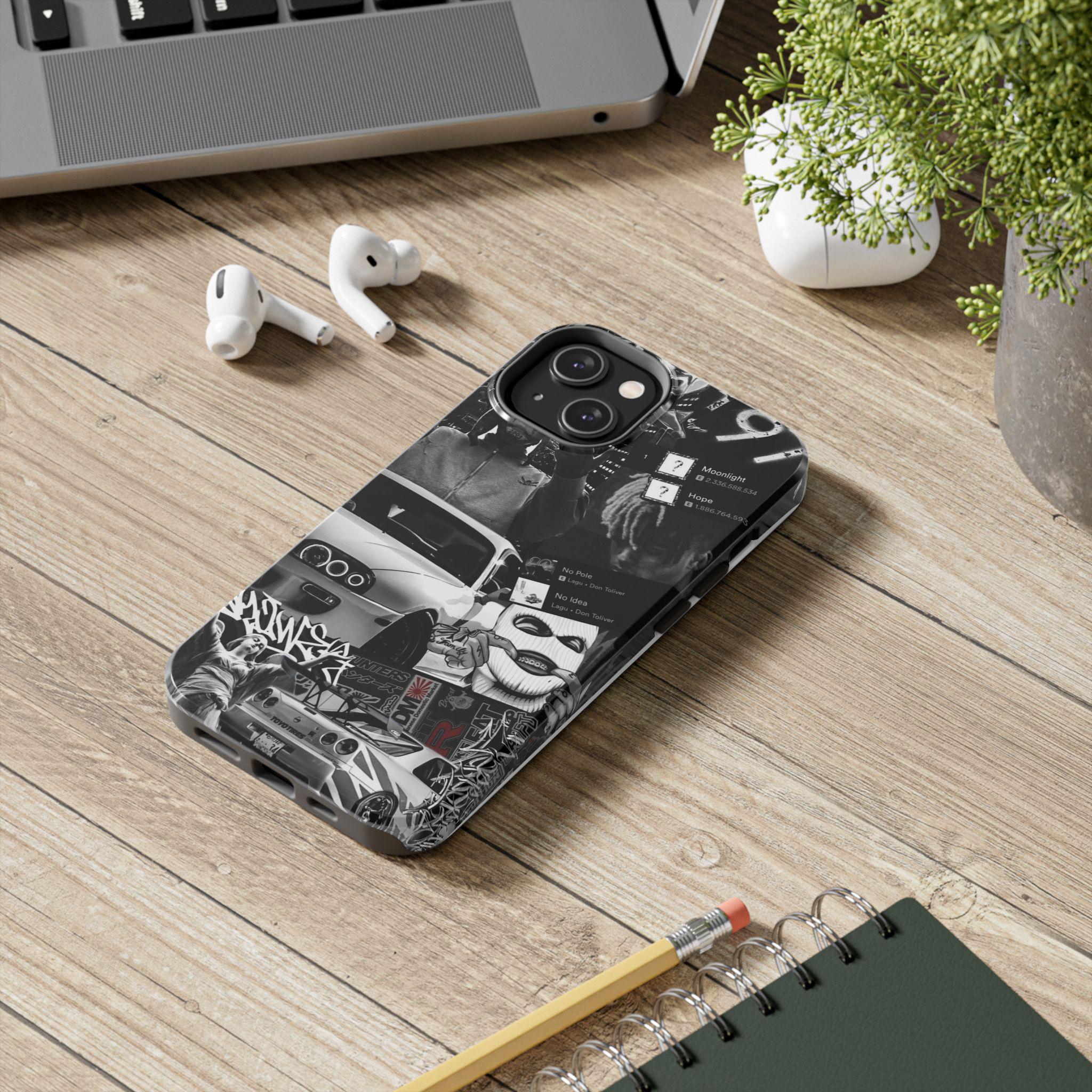 Black White Collage phone case | Car Graffiti Sticker Art