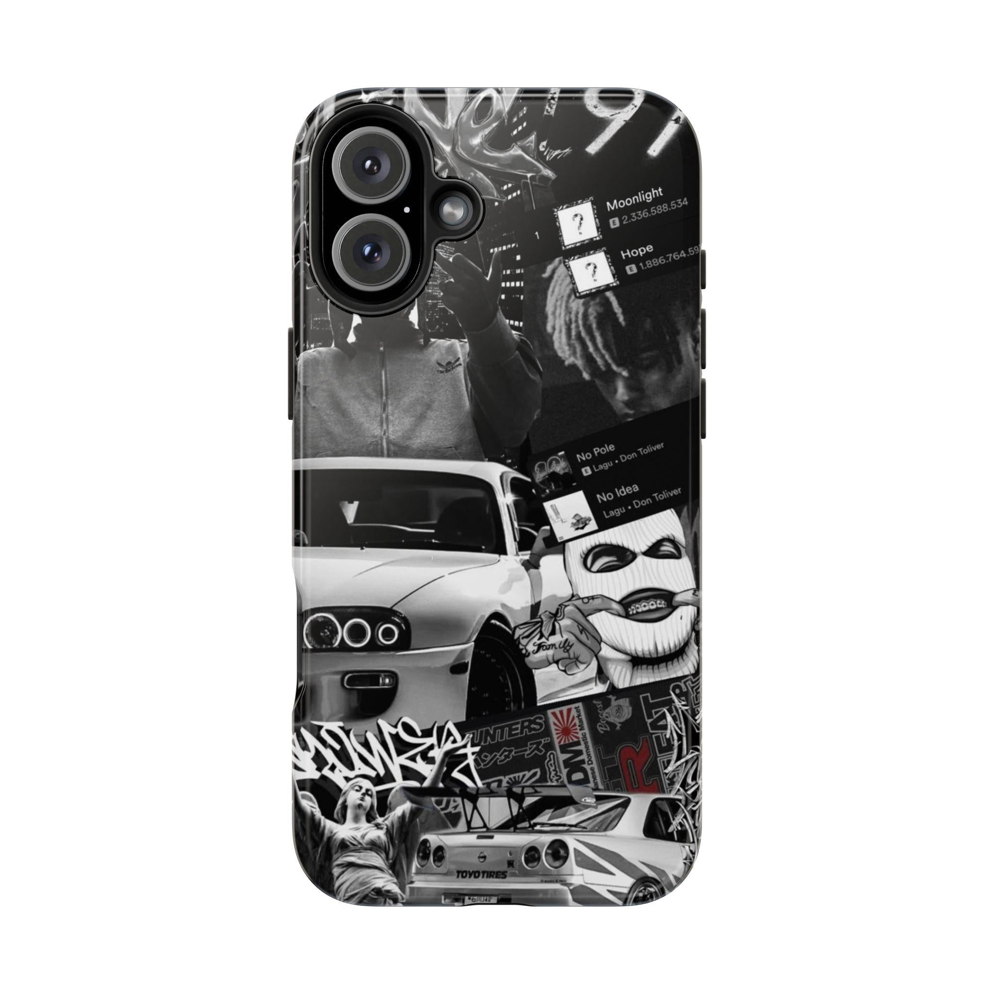 Black White Collage phone case | Car Graffiti Sticker Art