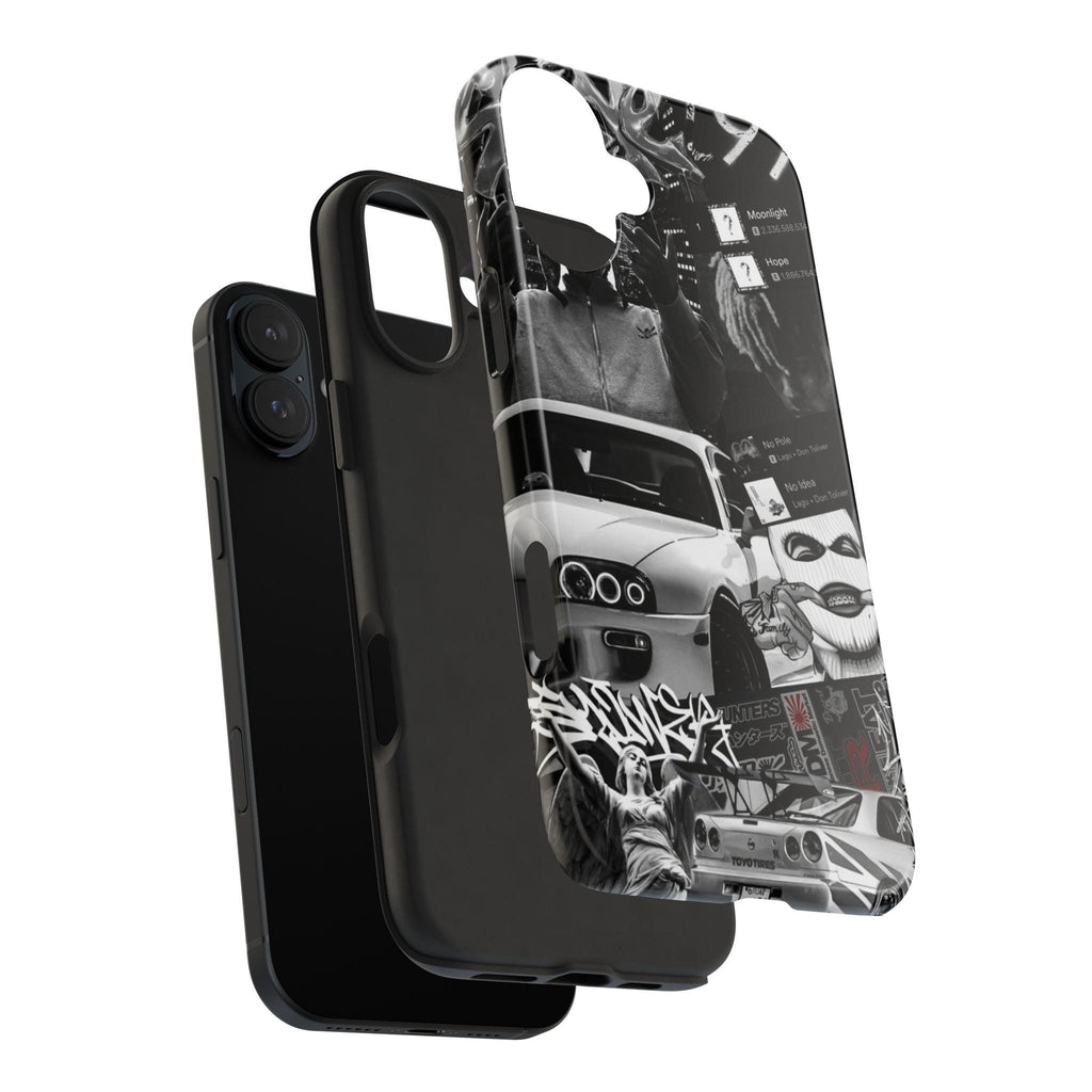 Black White Collage phone case | Car Graffiti Sticker Art