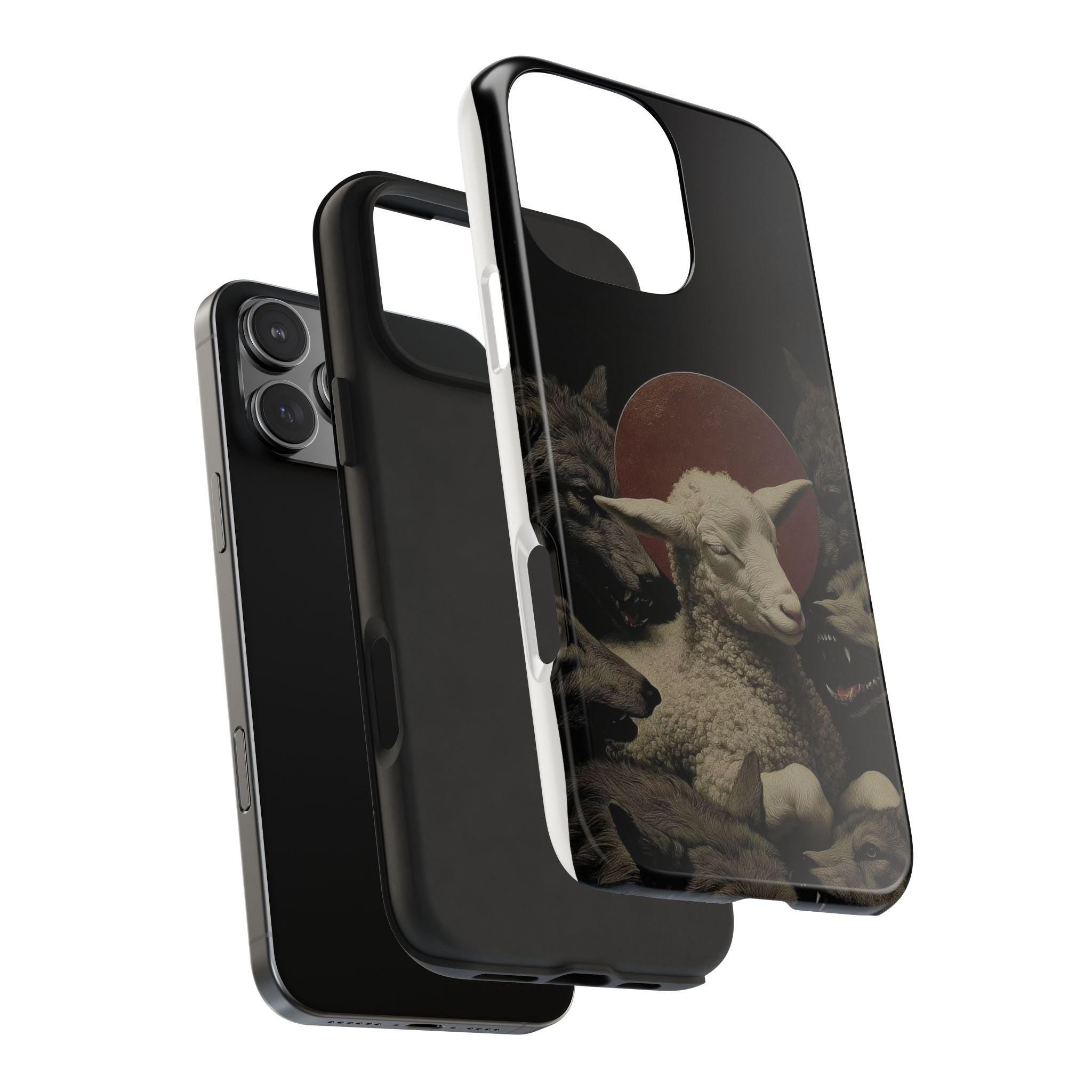 Lamb Among Wolves phone case | dark surreal animal artwork