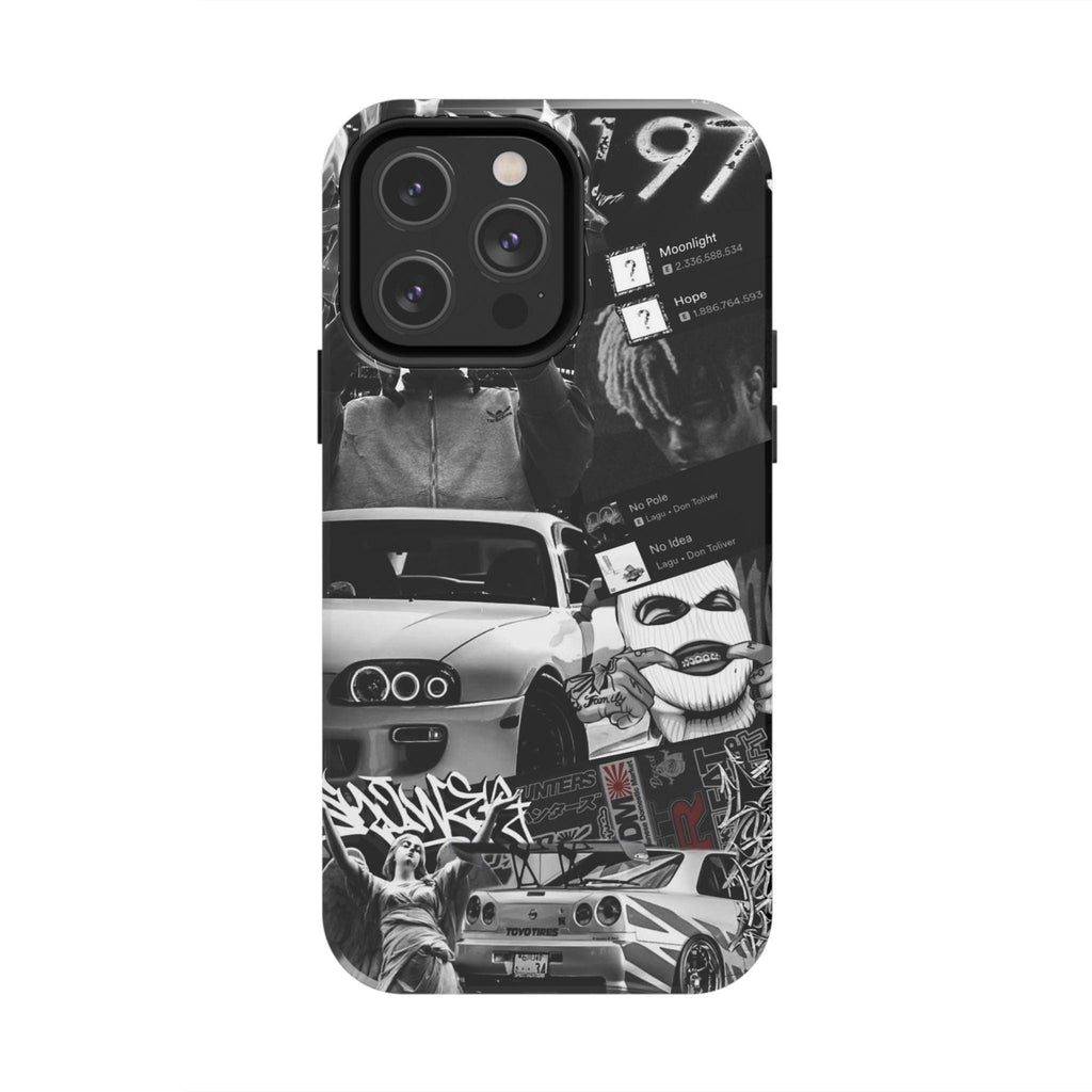 Black White Collage phone case | Car Graffiti Sticker Art