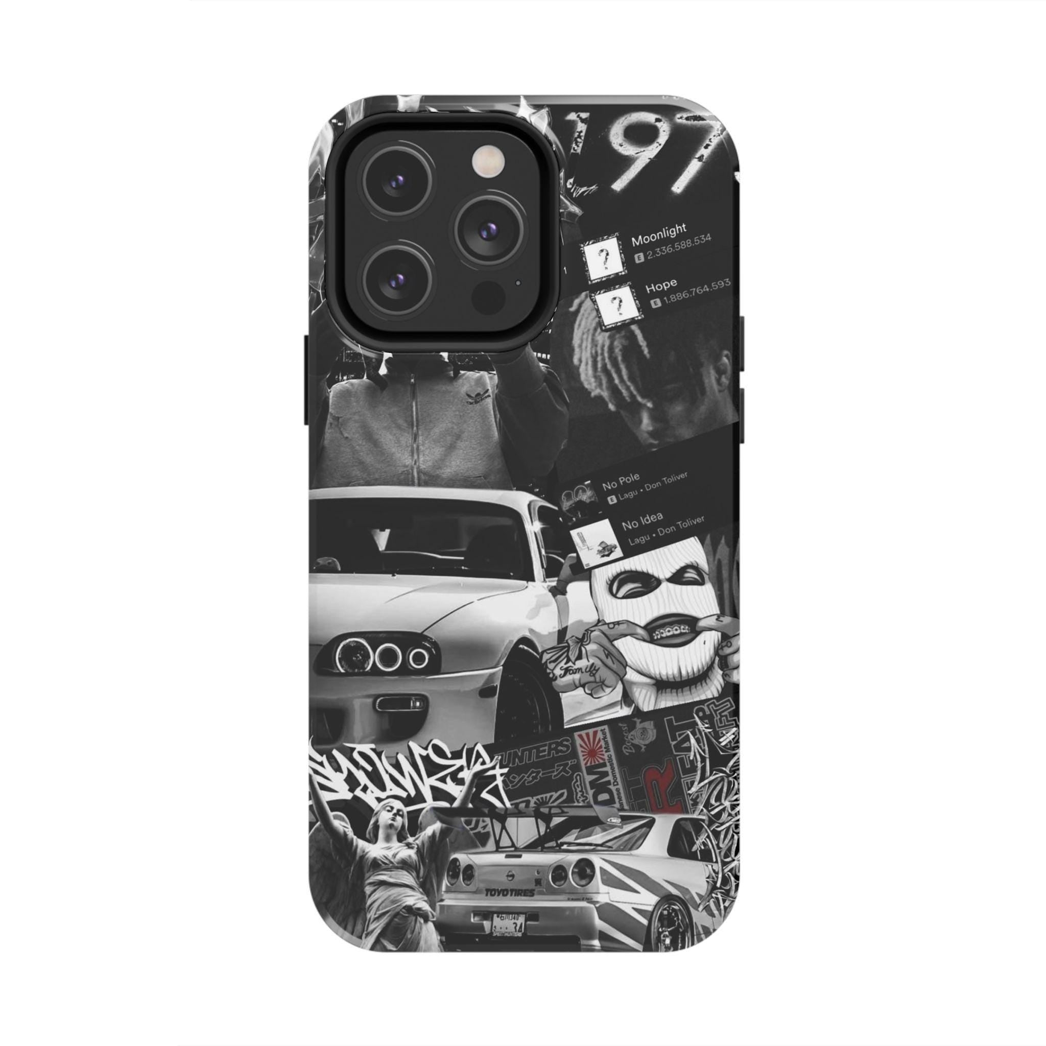 Black White Collage phone case | Car Graffiti Sticker Art