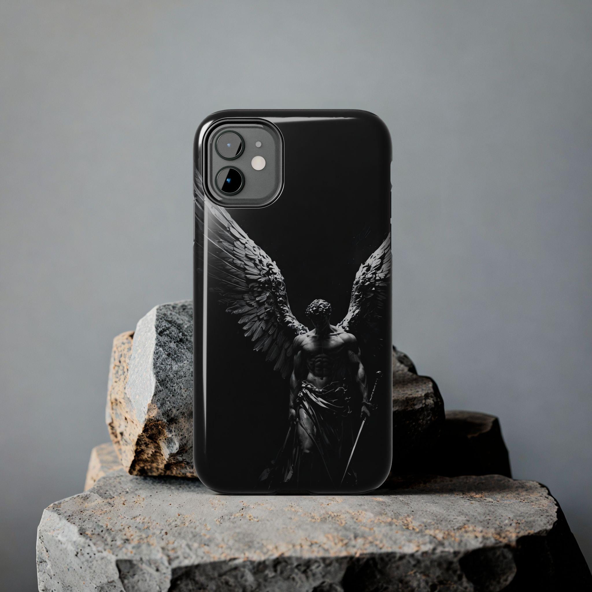 Dark Fallen Angel Phone Case | Tough Phone Case, Gothic Winged Statue