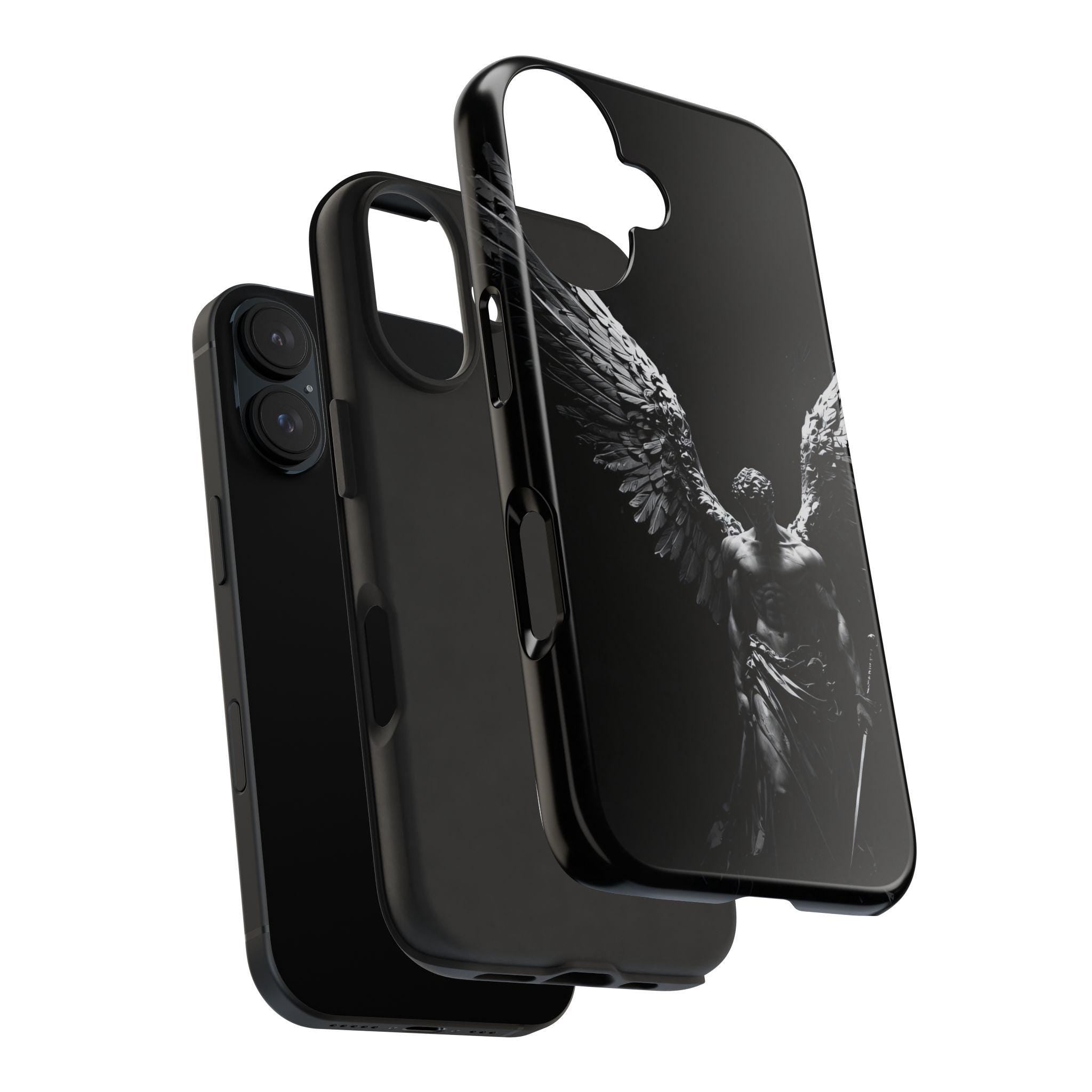 Dark Fallen Angel Phone Case | Tough Phone Case, Gothic Winged Statue