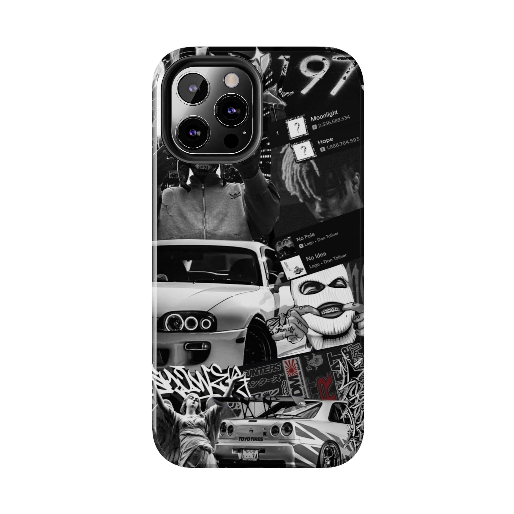 Black White Collage phone case | Car Graffiti Sticker Art