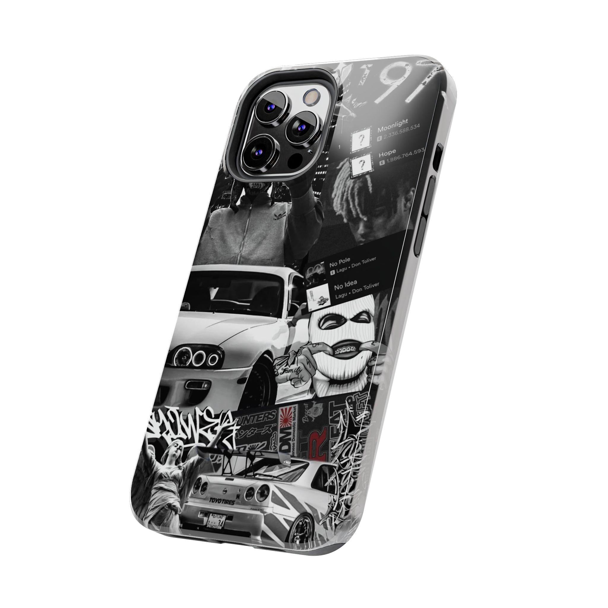 Black White Collage phone case | Car Graffiti Sticker Art
