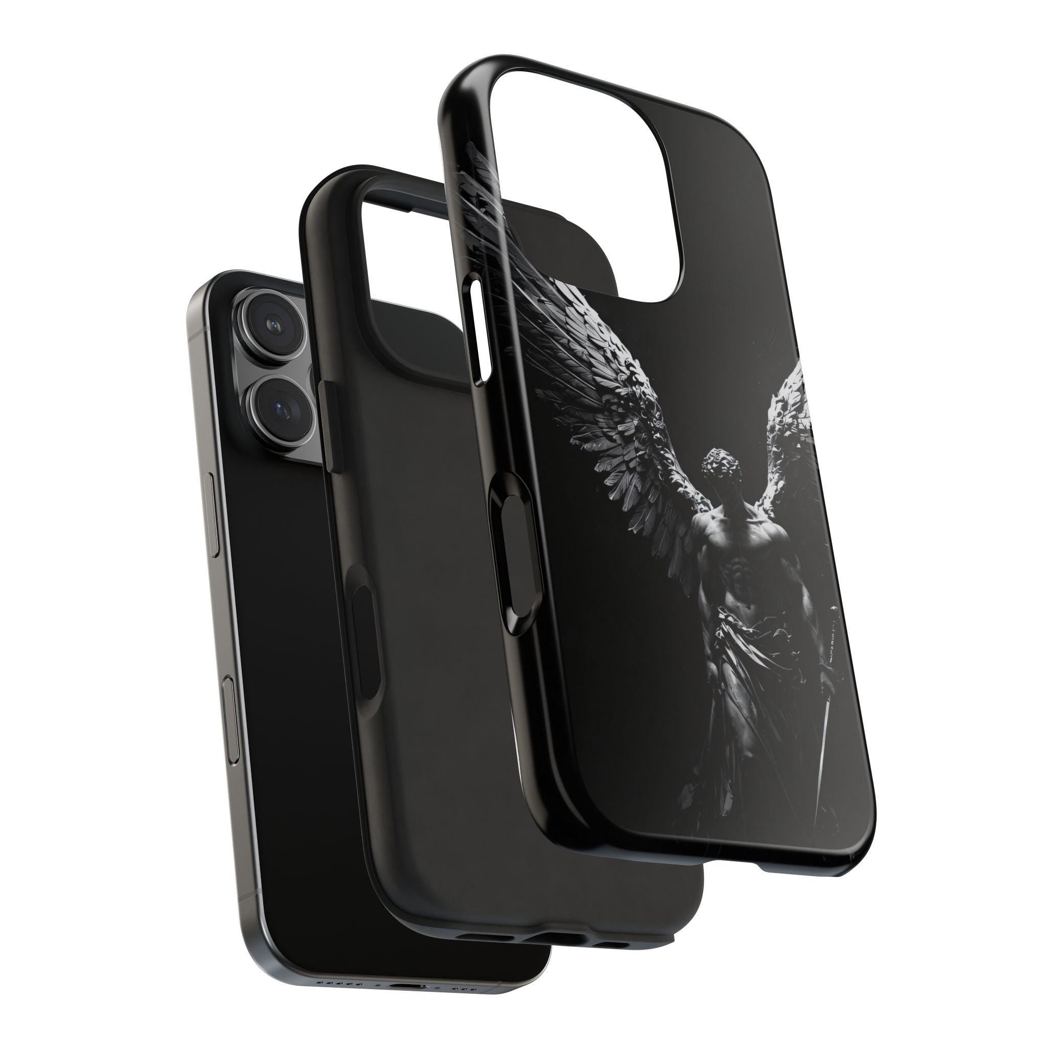 Dark Fallen Angel Phone Case | Tough Phone Case, Gothic Winged Statue