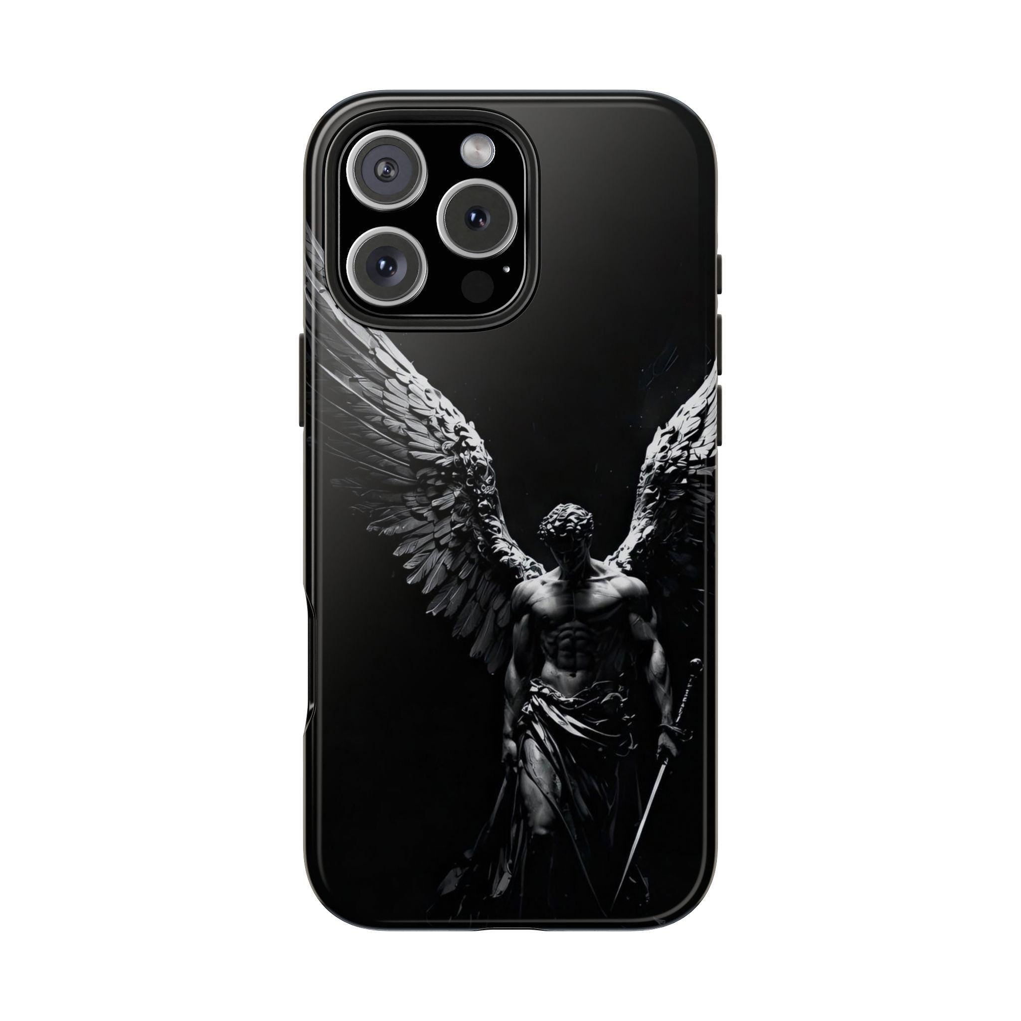 Dark Fallen Angel Phone Case | Tough Phone Case, Gothic Winged Statue