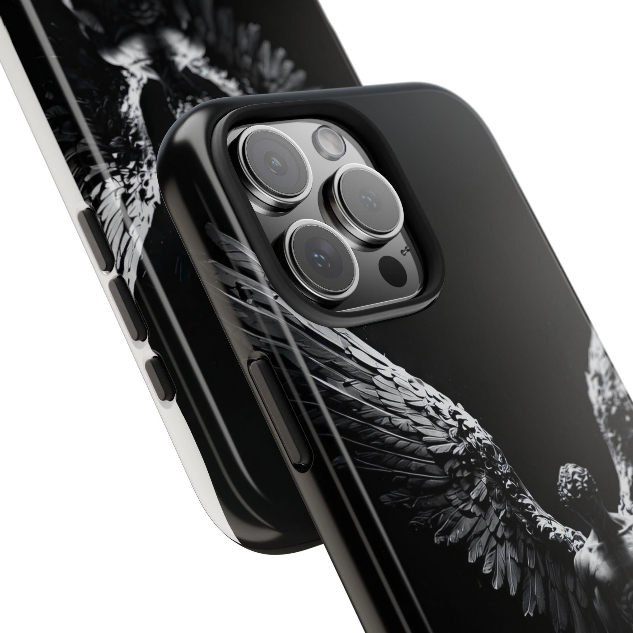 Dark Fallen Angel Phone Case | Tough Phone Case, Gothic Winged Statue