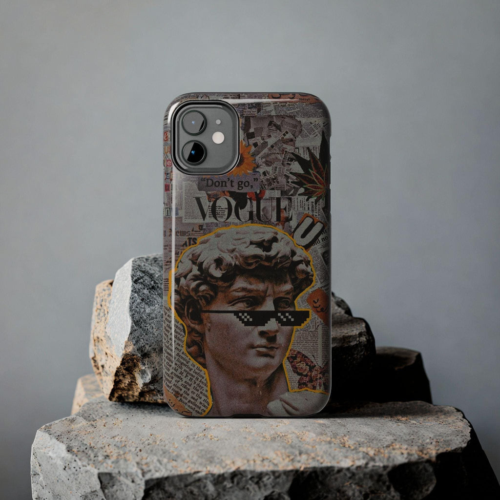 David Statue Collage Phone Case | Retro Newspaper, Pixel Sunglasses