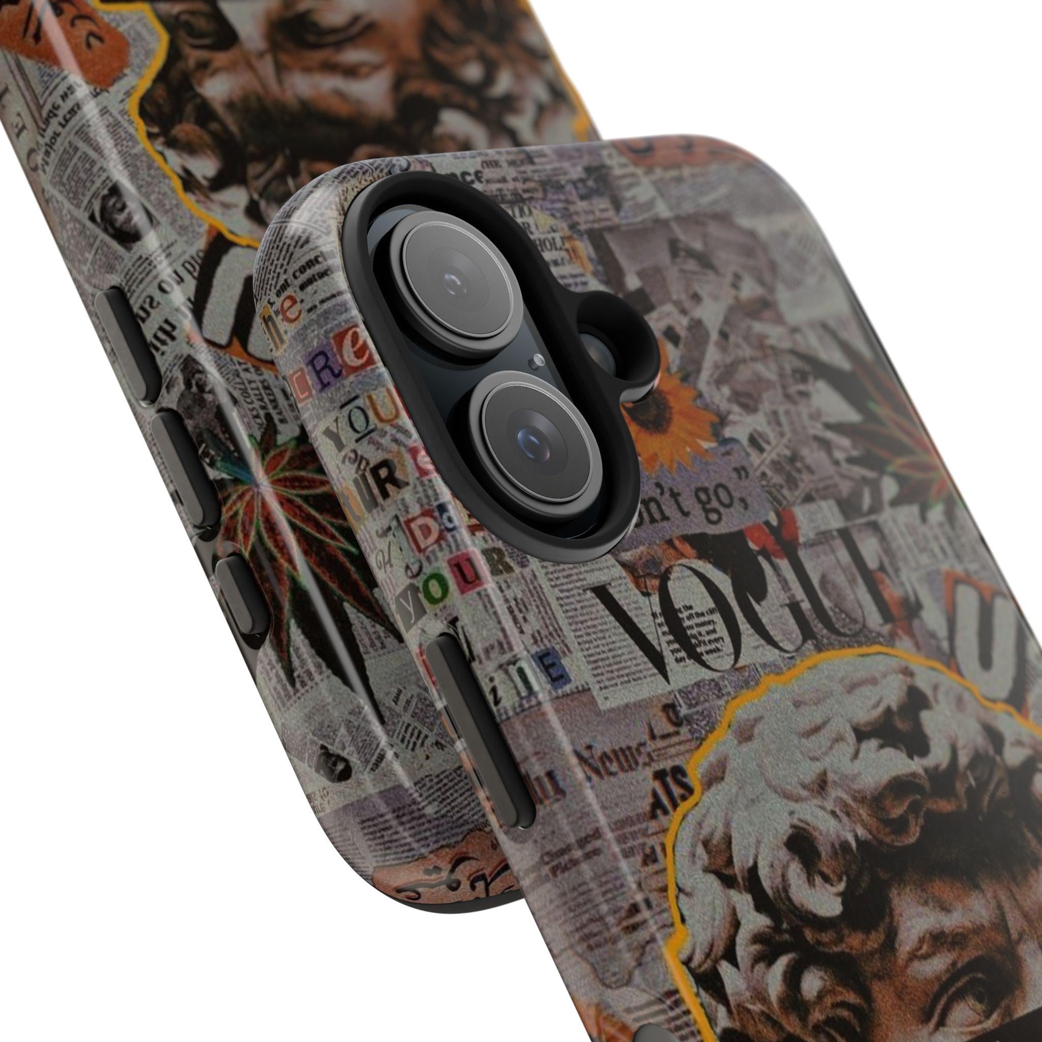 David Statue Collage Phone Case | Retro Newspaper, Pixel Sunglasses