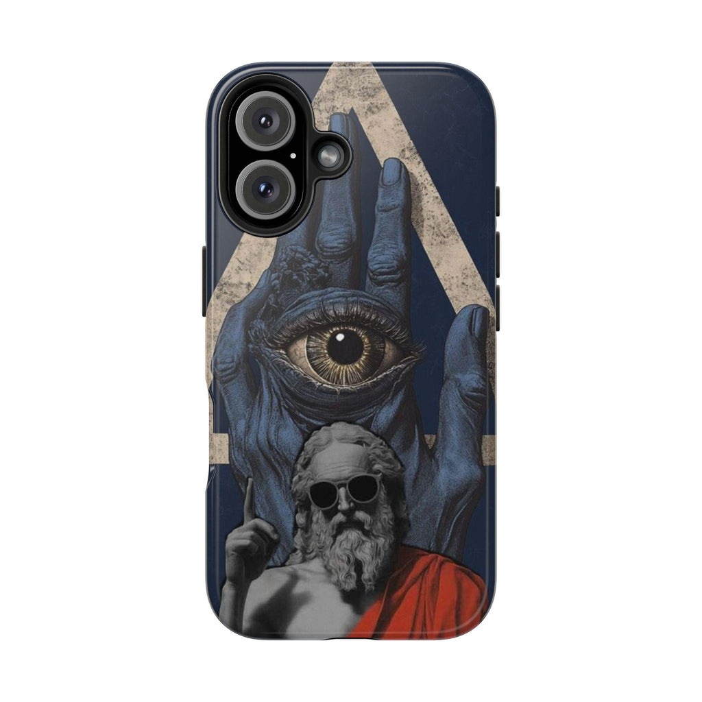 All-Seeing Eye Hand with Bearded Statue Phone Case | Mystical Surreal Art