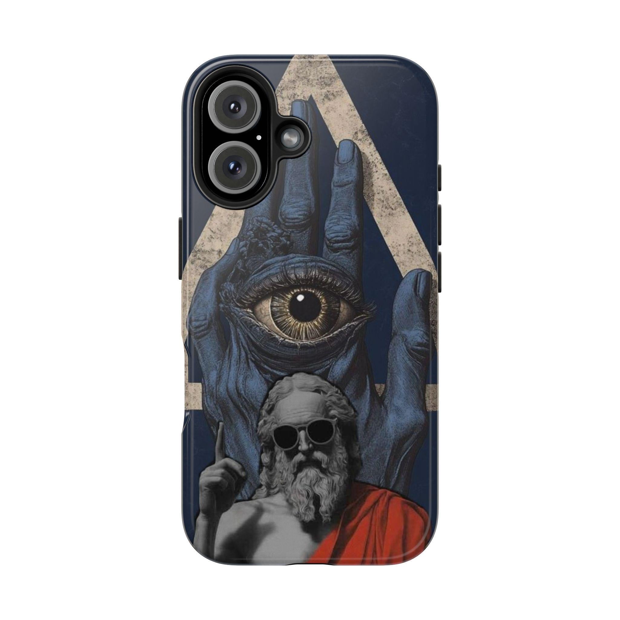 All-Seeing Eye Hand with Bearded Statue Phone Case | Mystical Surreal Art