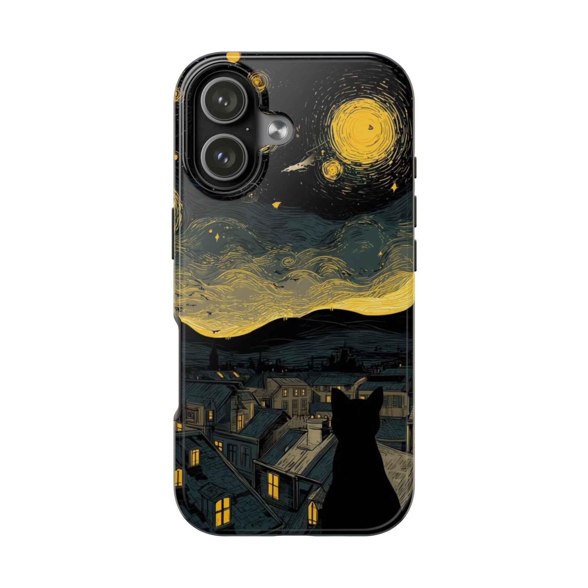 Cat Silhouette Starry Night phone case | Tough Phone Cases