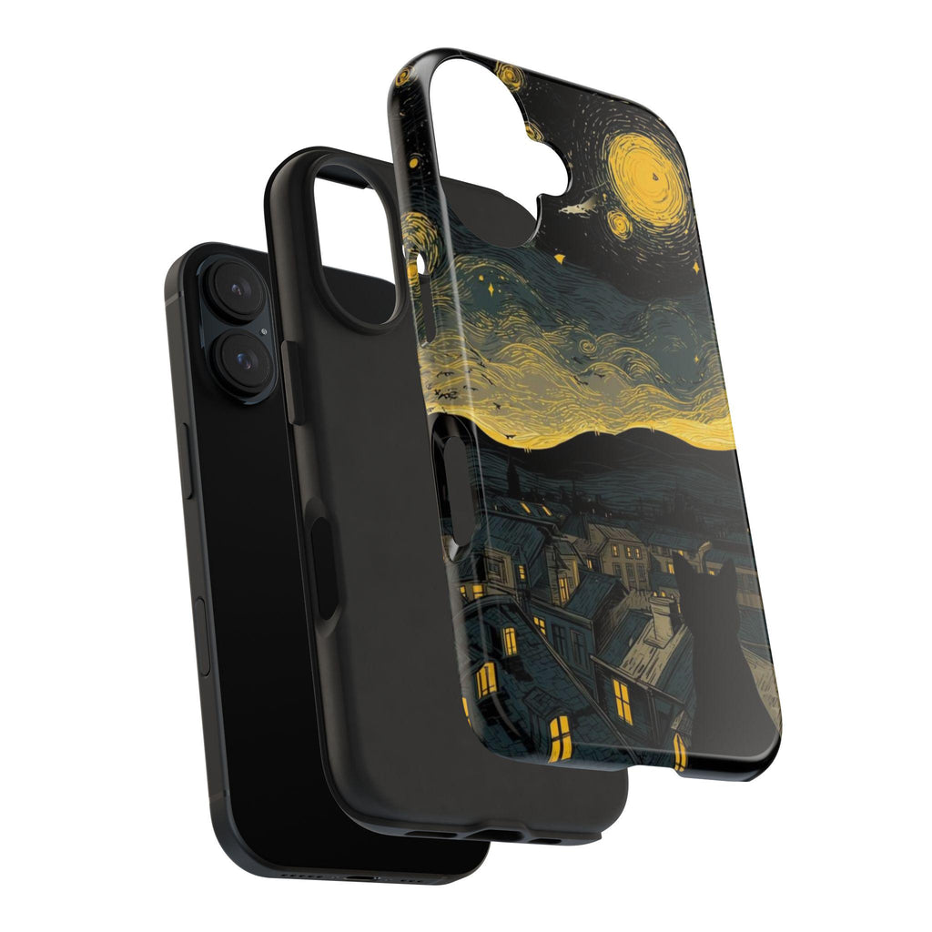 Cat Silhouette Starry Night phone case | Tough Phone Cases
