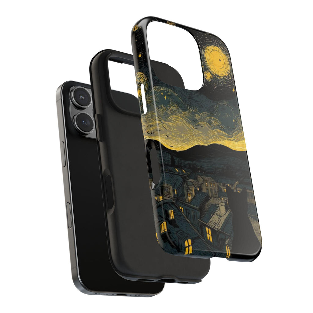 Cat Silhouette Starry Night phone case | Tough Phone Cases