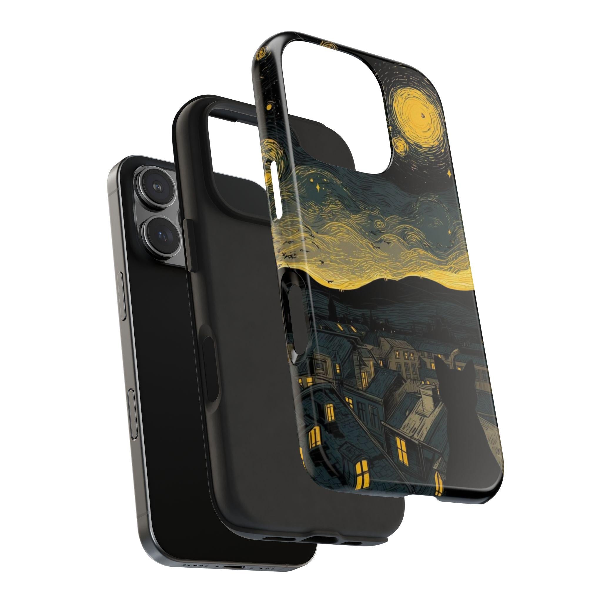 Cat Silhouette Starry Night phone case | Tough Phone Cases