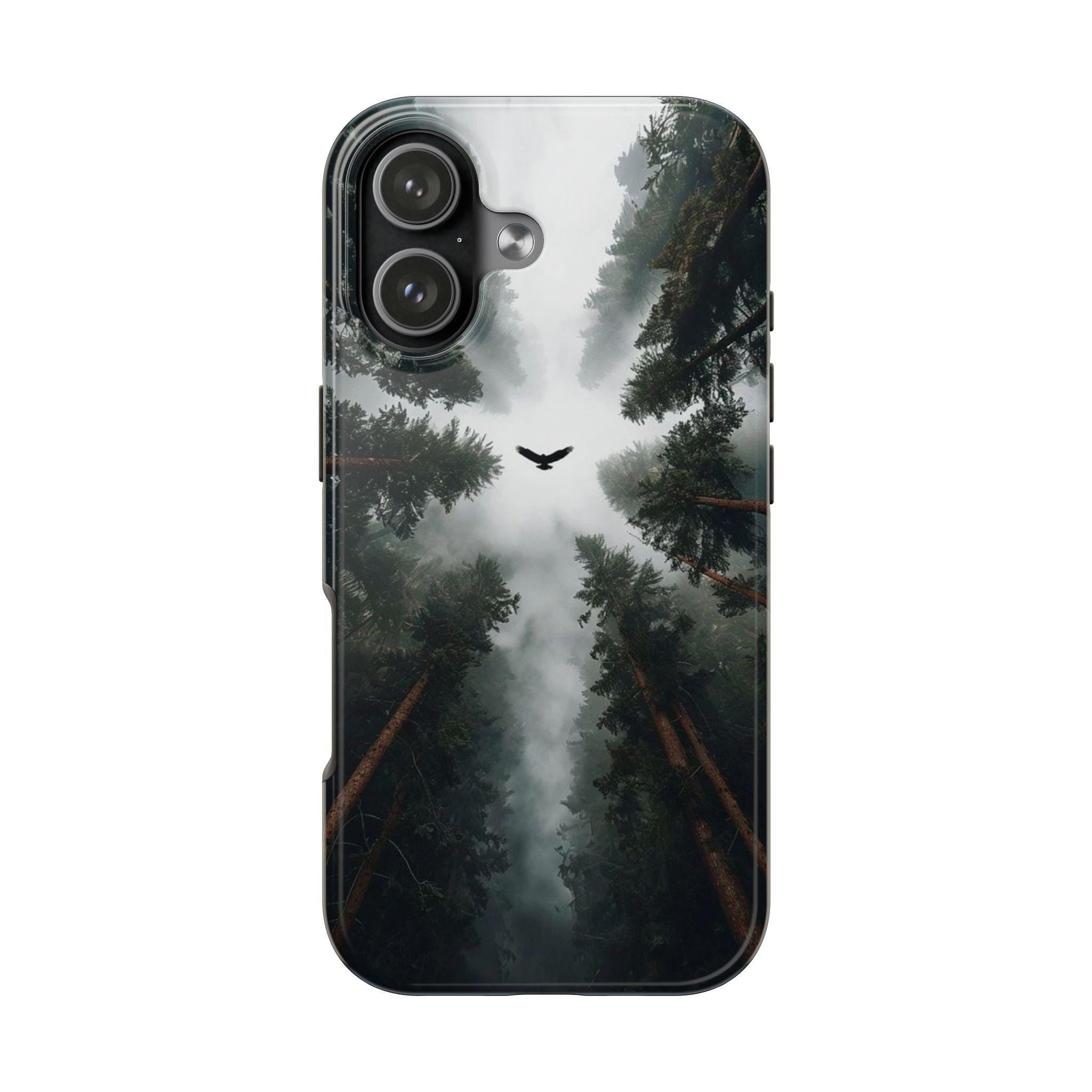 Forest Canopy Raven Phone Case | Misty Trees Nature Landscape