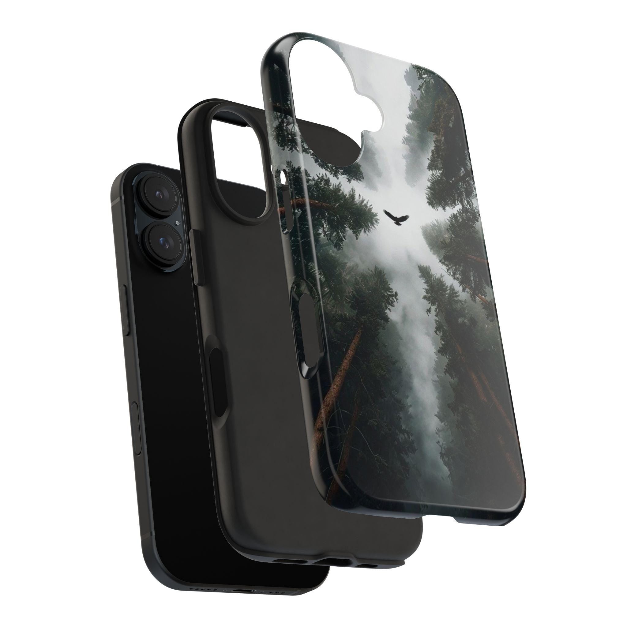 Forest Canopy Raven Phone Case | Misty Trees Nature Landscape