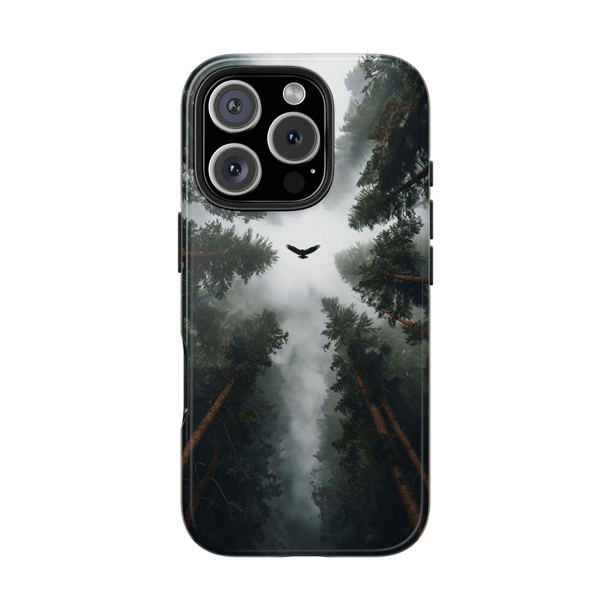 Forest Canopy Raven Phone Case | Misty Trees Nature Landscape