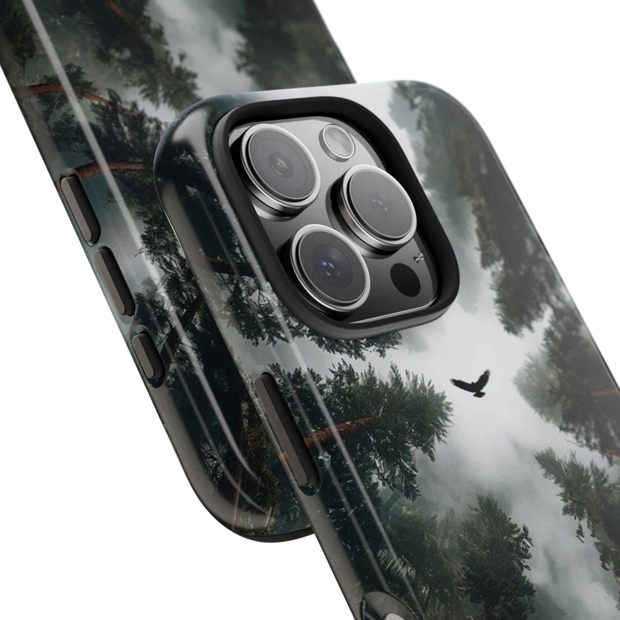 Forest Canopy Raven Phone Case | Misty Trees Nature Landscape