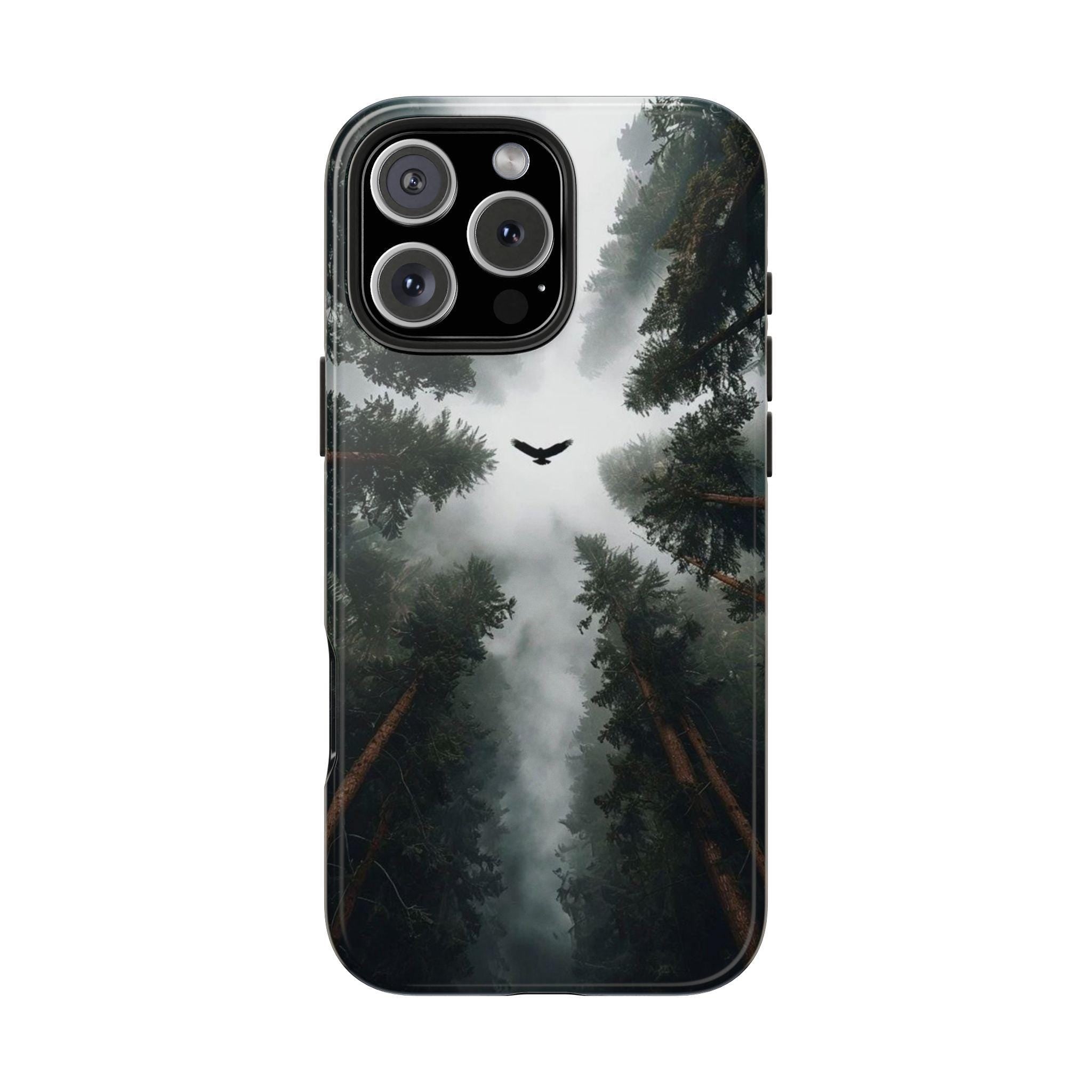 Forest Canopy Raven Phone Case | Misty Trees Nature Landscape
