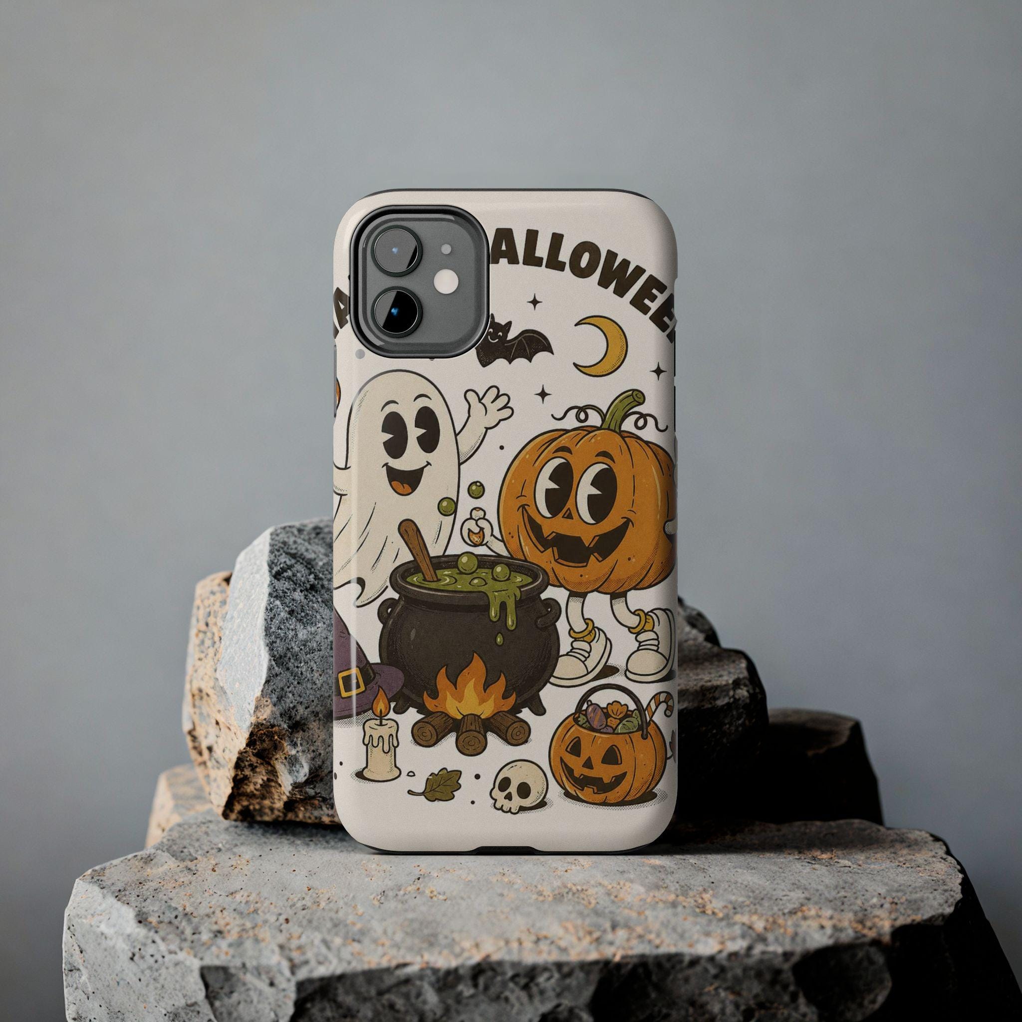 Cute Pumpkin and Ghost Halloween Phone Case | Tough Phone Cases