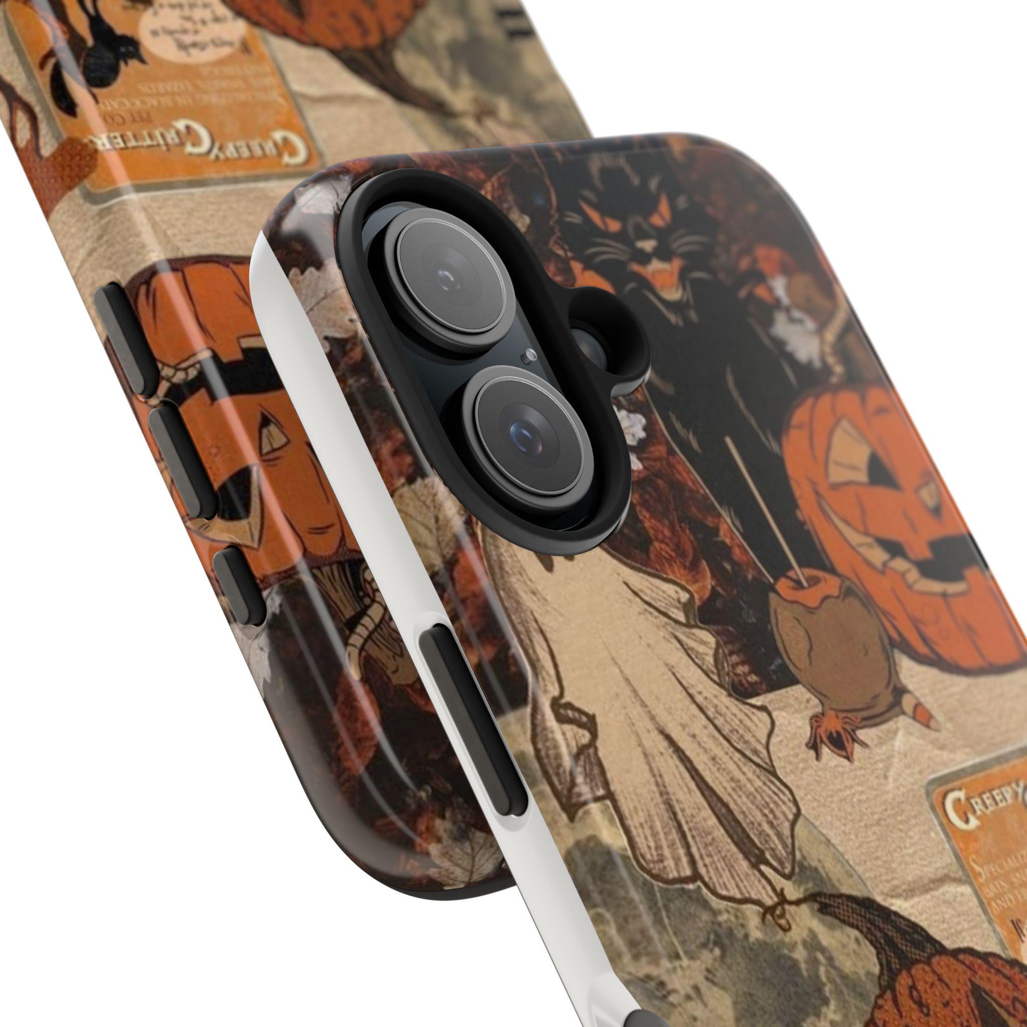 Vintage Halloween Collage Phone Case | Pumpkin Ghost Cat