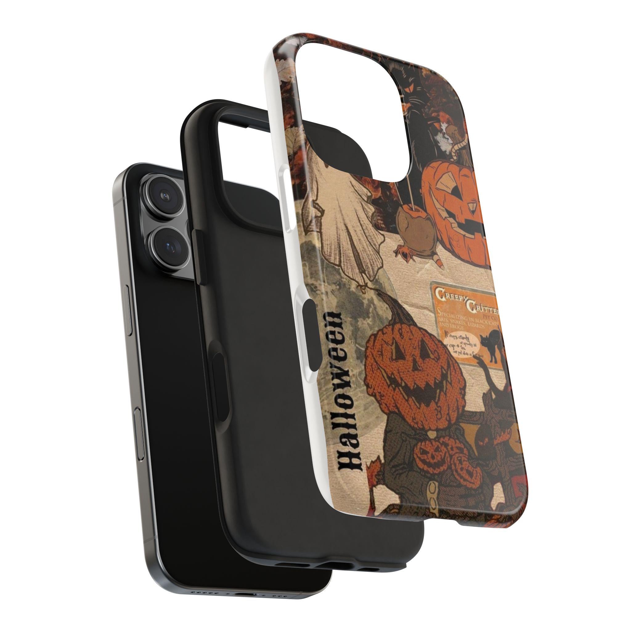 Vintage Halloween Collage Phone Case | Pumpkin Ghost Cat