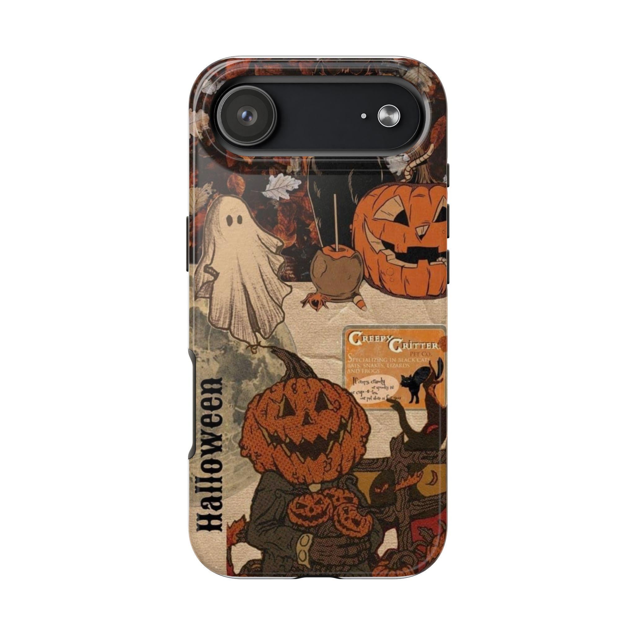 Vintage Halloween Collage Phone Case | Pumpkin Ghost Cat