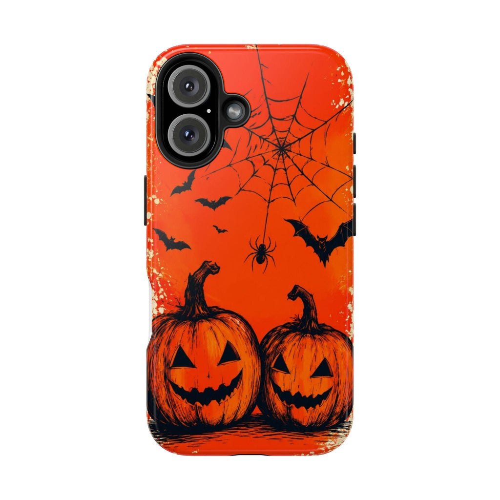 Jack O'Lanterns Halloween Phone Case | Spiderweb Bats Tough Case