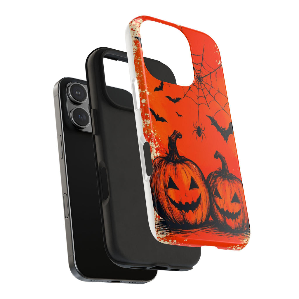 Jack O'Lanterns Halloween Phone Case | Spiderweb Bats Tough Case