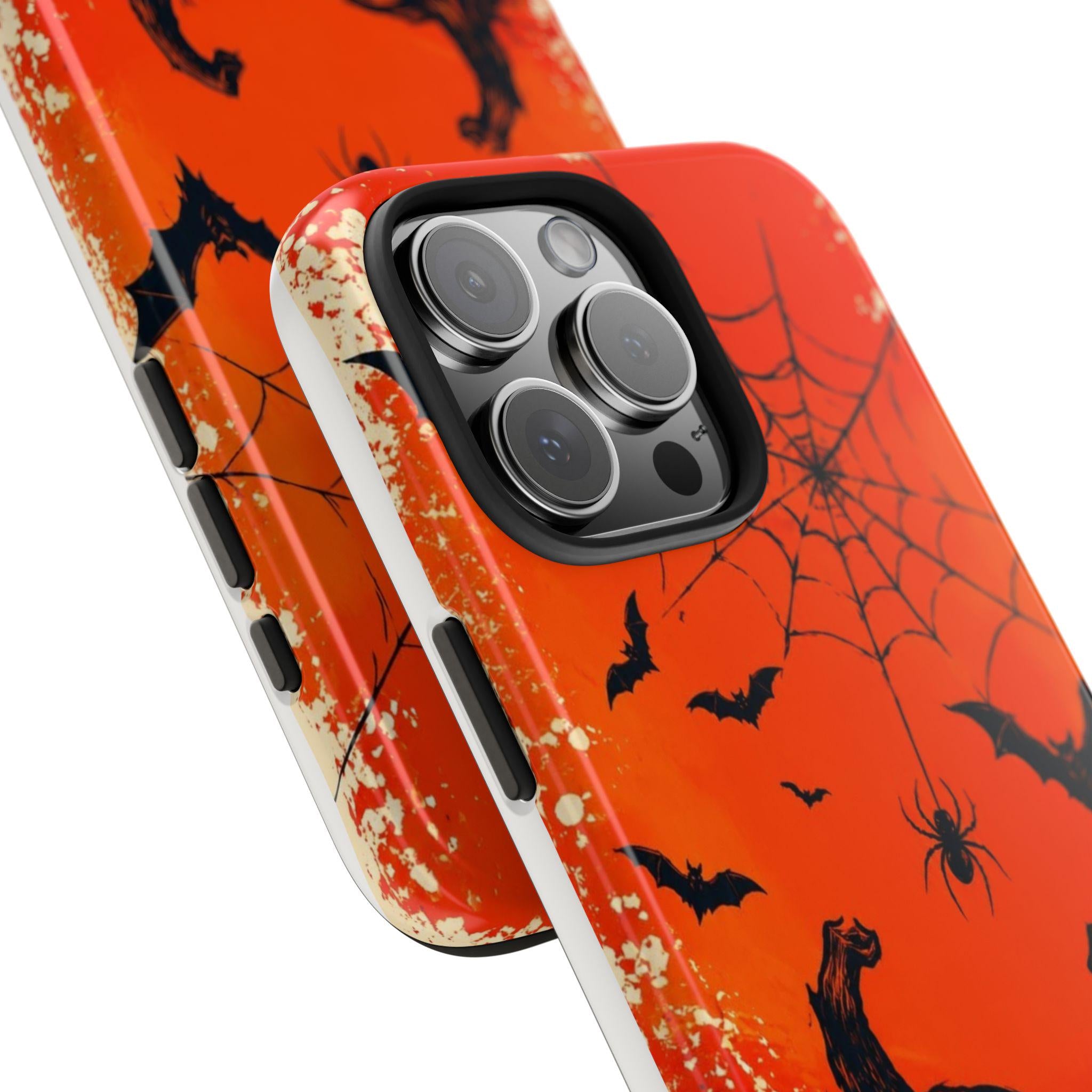 Jack O'Lanterns Halloween Phone Case | Spiderweb Bats Tough Case