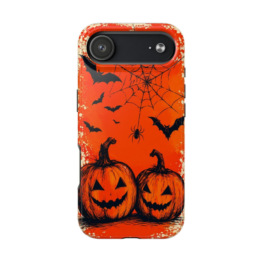 Jack O'Lanterns Halloween Phone Case | Spiderweb Bats Tough Case