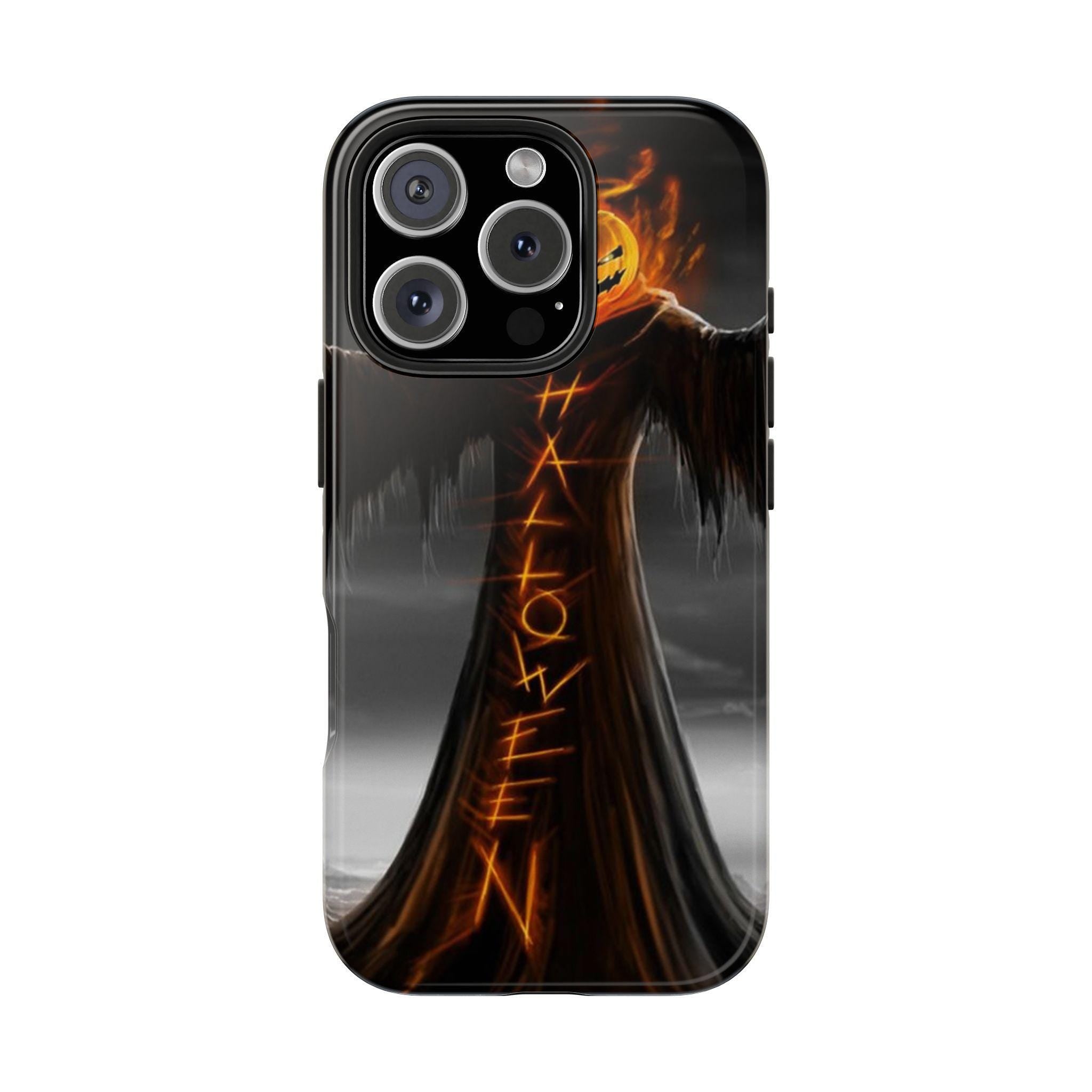 Jack O'Lantern Scarecrow Halloween Tough Phone Case | Spooky Pumpkin Glow