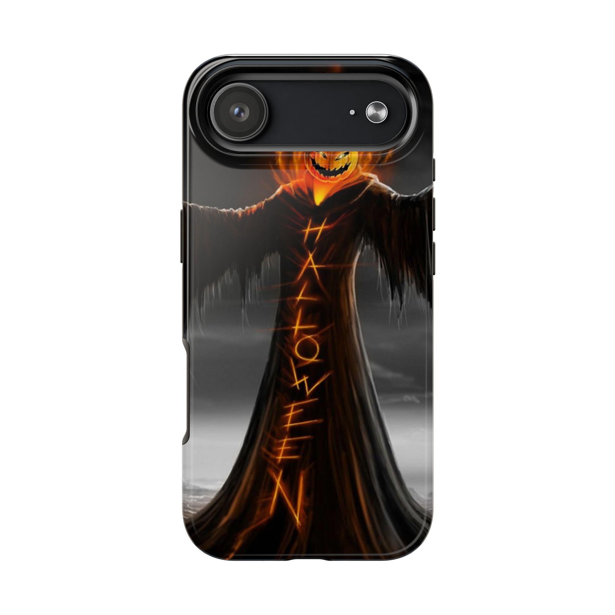 Jack O'Lantern Scarecrow Halloween Tough Phone Case | Spooky Pumpkin Glow