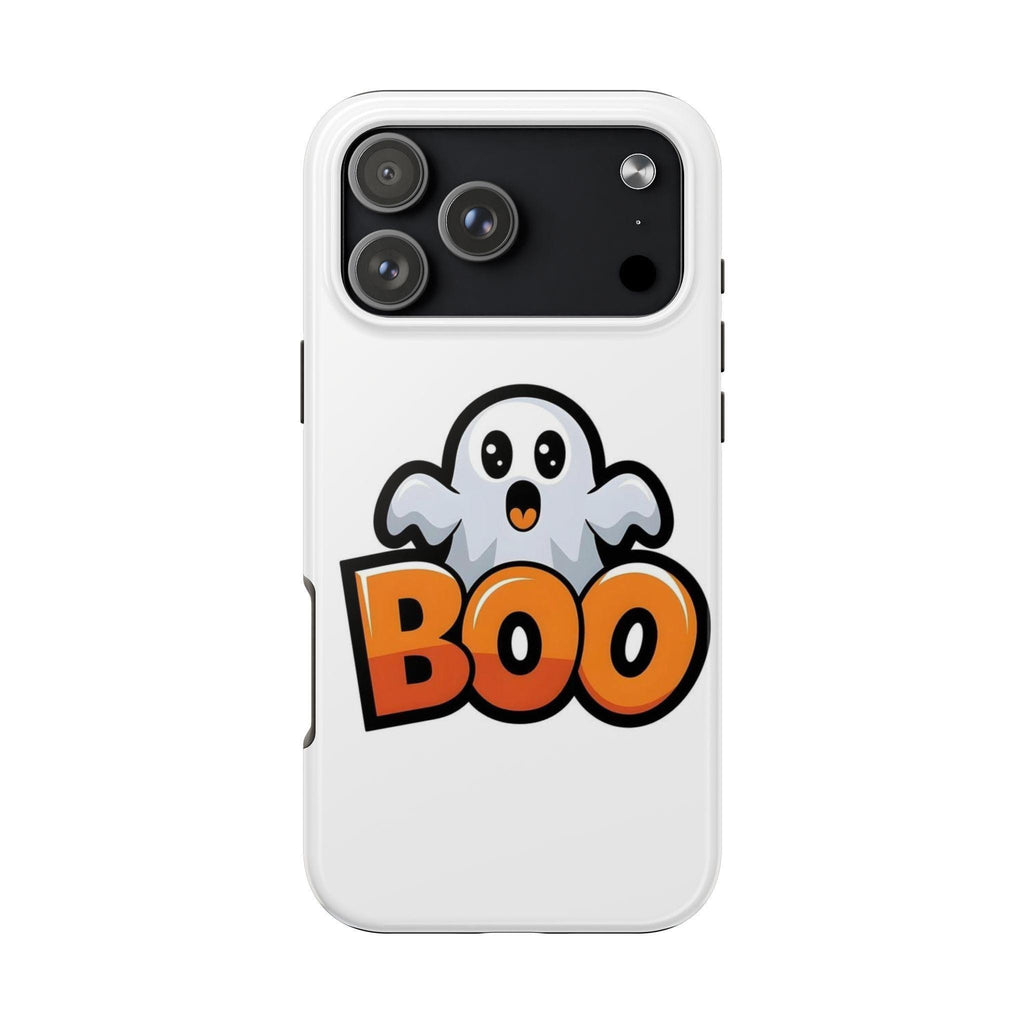Halloween Phone Case with Cartoon Ghost Design, BOO Artwork