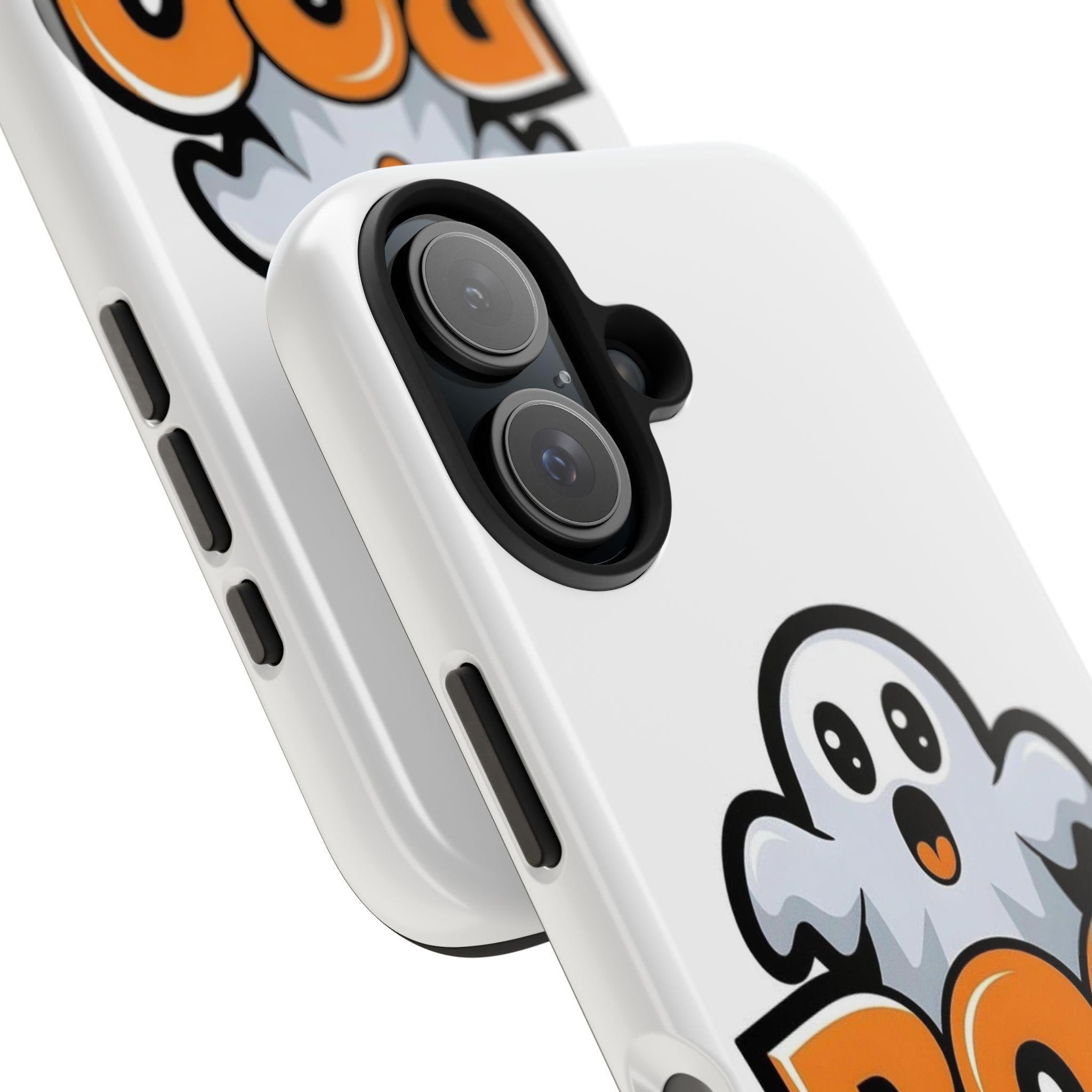 Halloween Phone Case with Cartoon Ghost Design, BOO Artwork