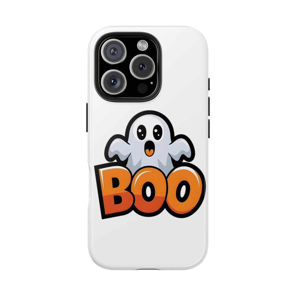 Halloween Phone Case with Cartoon Ghost Design, BOO Artwork