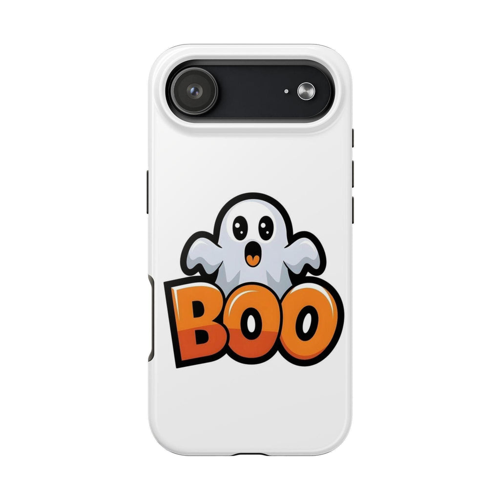 Halloween Phone Case with Cartoon Ghost Design, BOO Artwork